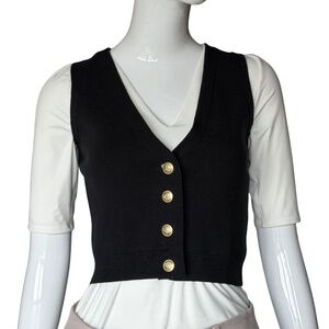 J. Crew Black Button Down Knit Vest Size XXS NWT